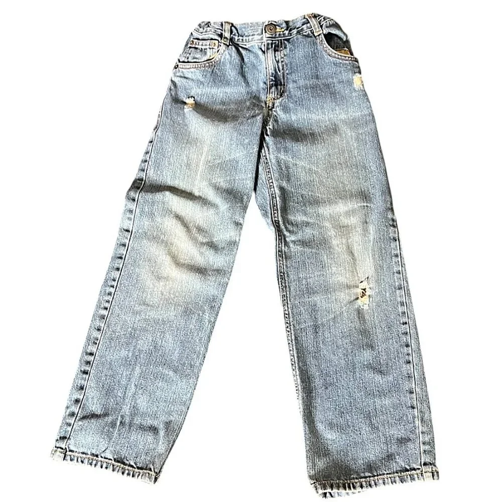 Gymboree Kids 100% Cotton Distressed Blue Denim Jeans, Size 10